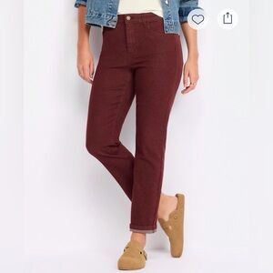 Elegant High Rise Burgundy Jeans